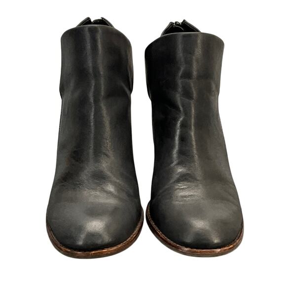 Gianni Bini Black Leather Western Wedge Heel Zip Back Ankle Bootie Women 9.5M - Picture 6 of 10